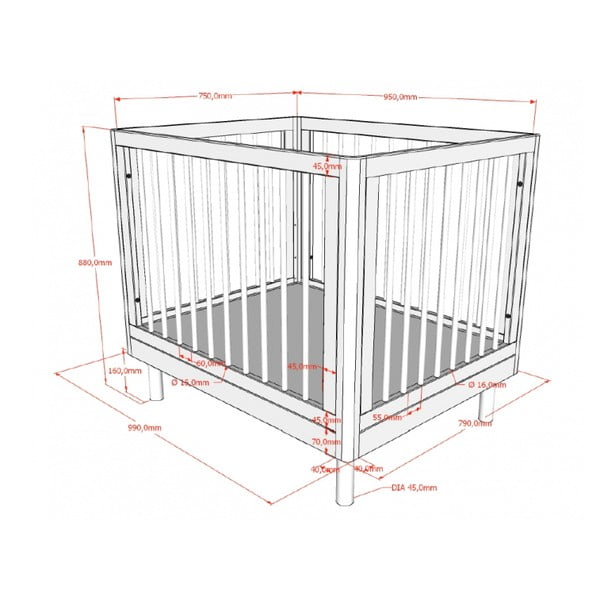 Bela stajica iz masivne bukve 95x75 cm Forrest – Vipack-image-2