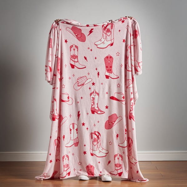 Rožnato pregrinjalo iz mikropliša 200x240 cm Cowgirl Boot – Sassy B-image-4