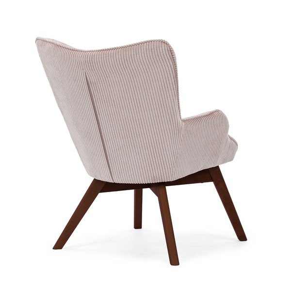 Svetlo rožnat fotelj iz rebrastega žameta Niko – Ropez-image-3