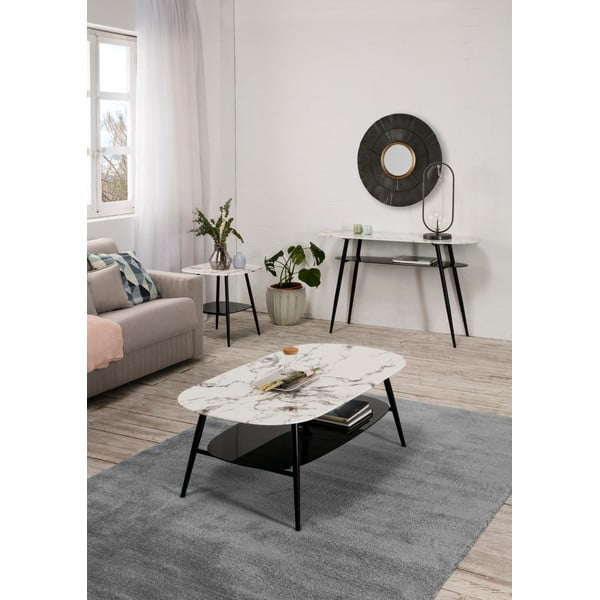 Belo-črna kavna mizica s ploščo v marmornem dekorju Marckeric Alina-image-1
