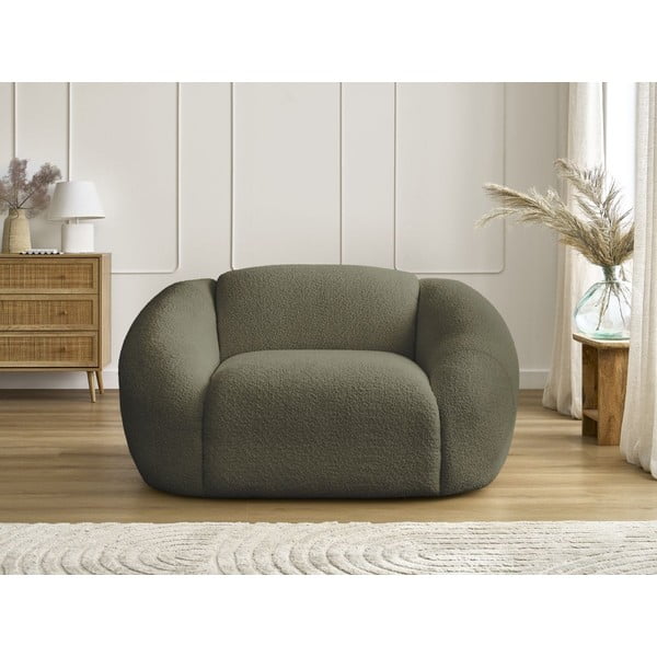 Zelen fotelj iz tkanine bouclé Tina – Bobochic Paris-image-3