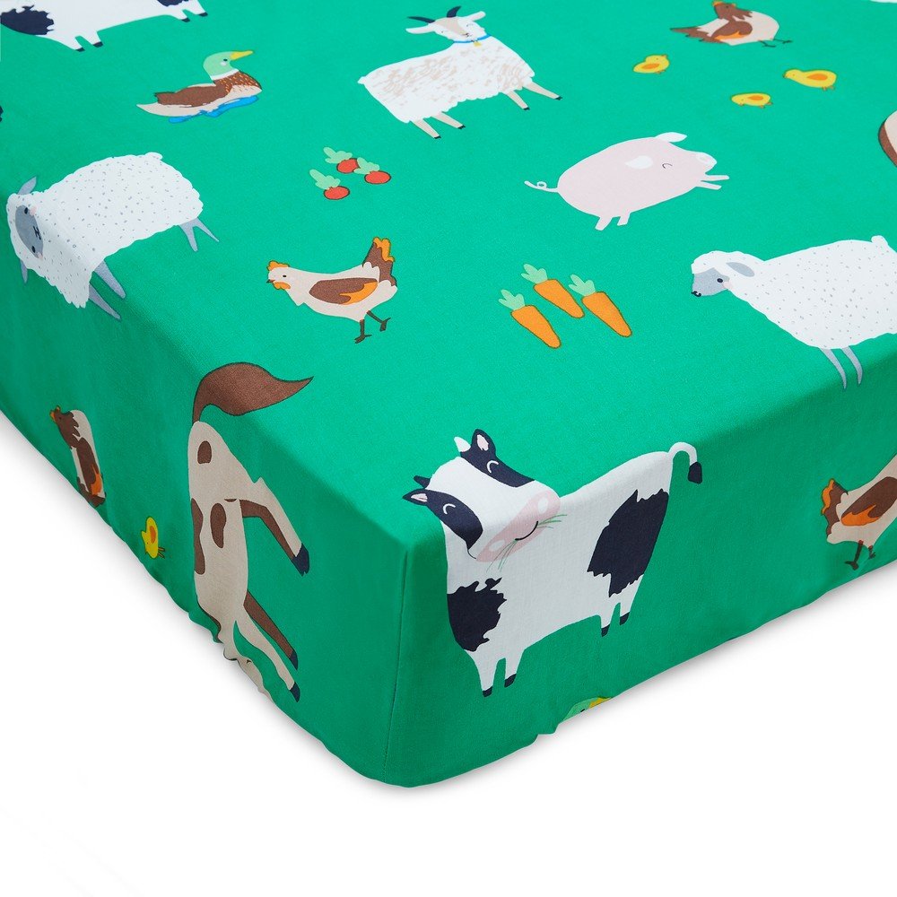 Napenjalna otroška rjuha za posteljico Farmyard Animals