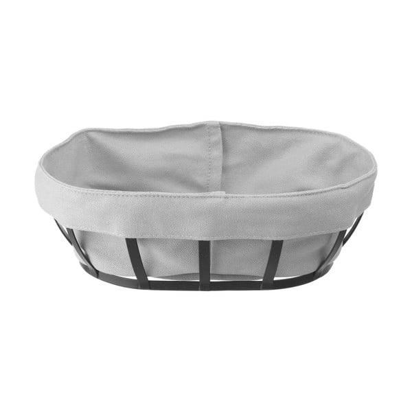Črno-siva košara za kruh s tekstilno podlogoHendi, 16 x 25 cm-image-1