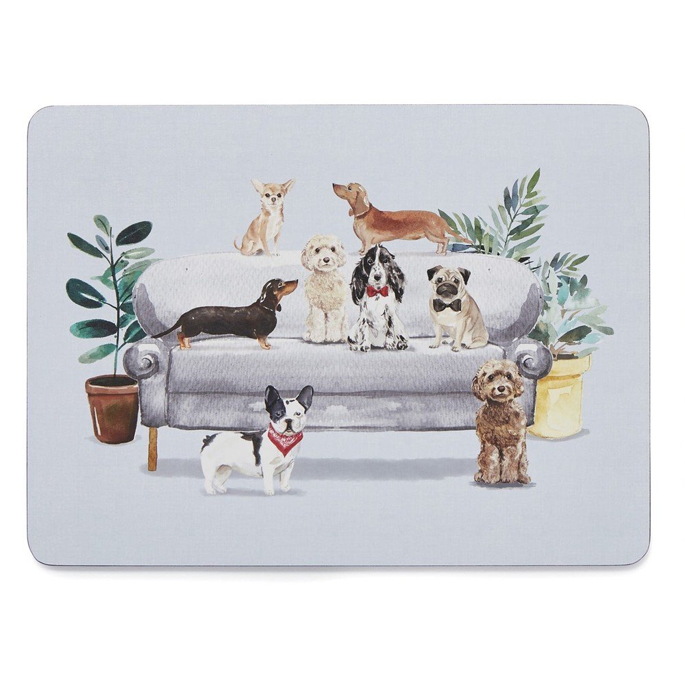 Pogrinjek iz plute 4 kos 21,5x29 cm Curious Dogs
