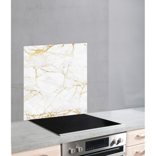 Steklena stenska plošča v belo-zlatem odtenku Wenko Marble, 70 x 60 cm