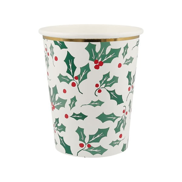 Papirnati kozarčki za enkratno uporabo v kompletu  8 ks Holly Pattern – Meri Meri