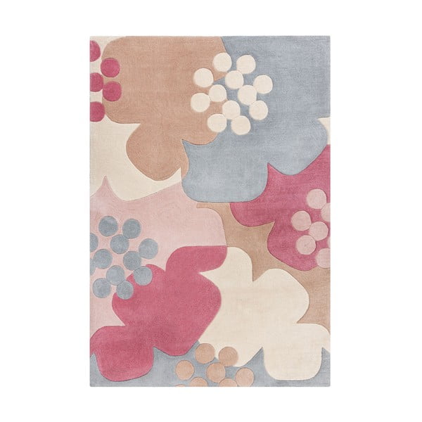 Sivo-roza preproga Flair Rugs Retro Floral, 160 x 230 cm