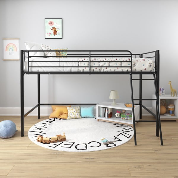 Črna dvignjena otroška postelja 90x200 cm Jodie – Støraa-image-1