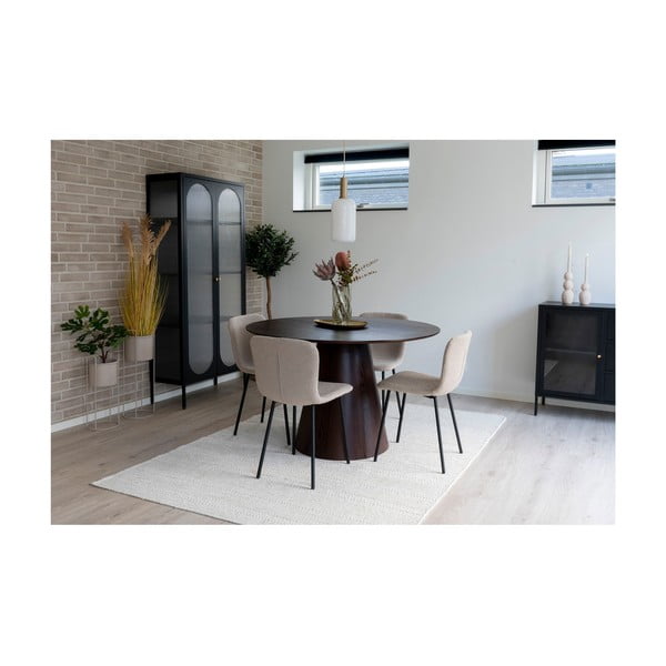 Okrogla jedilna miza z mizno ploščo v orehovem dekorju ø 120 cm Bolton – House Nordic-image-2