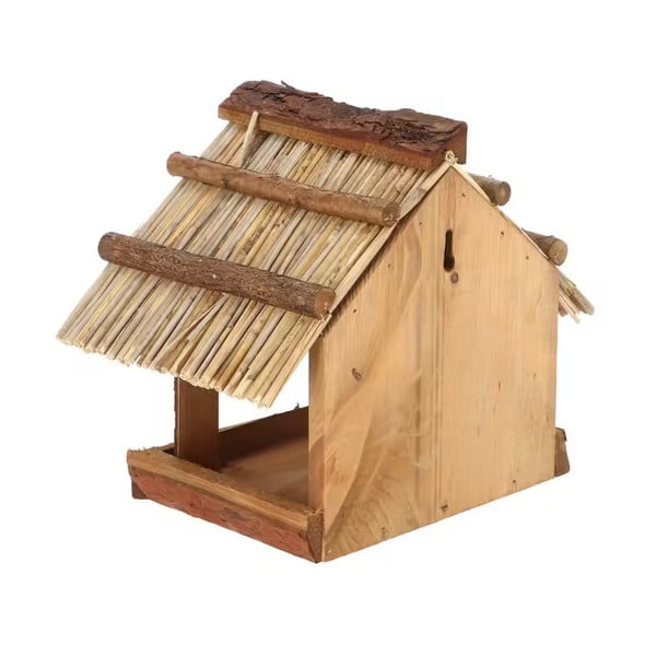 Lesena krmilnica s slamnato streho Esschert Design, višina 22,8 cm-image-1