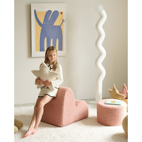 Rožnat otroški tabure iz tkanine bouclé – Wigiwama-image-4
