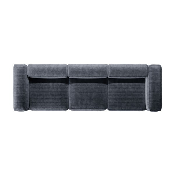 Prašno modra sedežna garnitura iz rebrastega žameta 364 cm Bergamo – Cosmopolitan Design-image-3