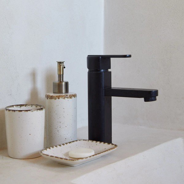 Kremno bel lonček za zobne ščetke iz kamenine Toscana Bath – Casafina-image-1