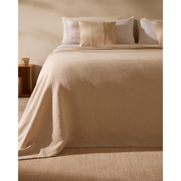 Bež bombažno pregrinjalo 240x260 cm Bedar – Kave Home-image-1