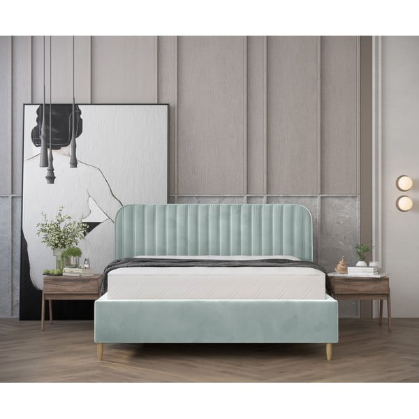 Mentolno zelena oblazinjena postelja s prostorom za shranjevanje z letvenim dnom 120x200 cm Noto – Maison de Rêve-image-4
