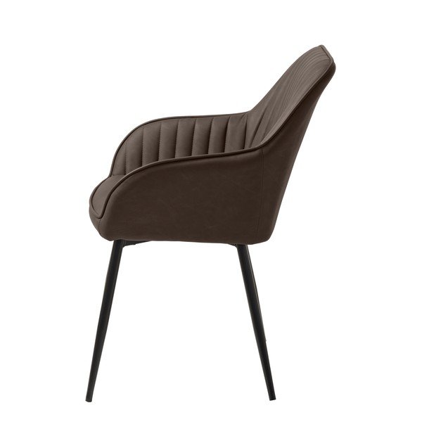 Temno rjav oblazinjen jedilni stol z nasloni za roke Melfort – Unique Furniture-image-2