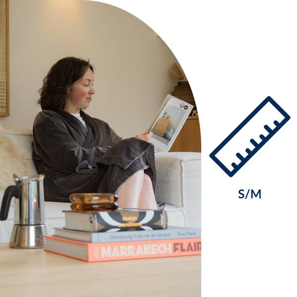 Siv kopalni plašč iz mikropliša velikosti S/M Elena – Tiseco Home Studio-image-3