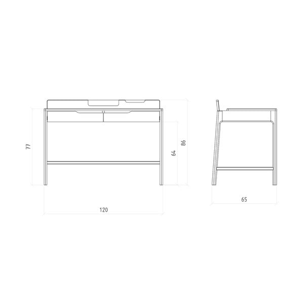 Pisalna miza iz masivnega hrasta 65x120 cm Twig – The Beds-image-4