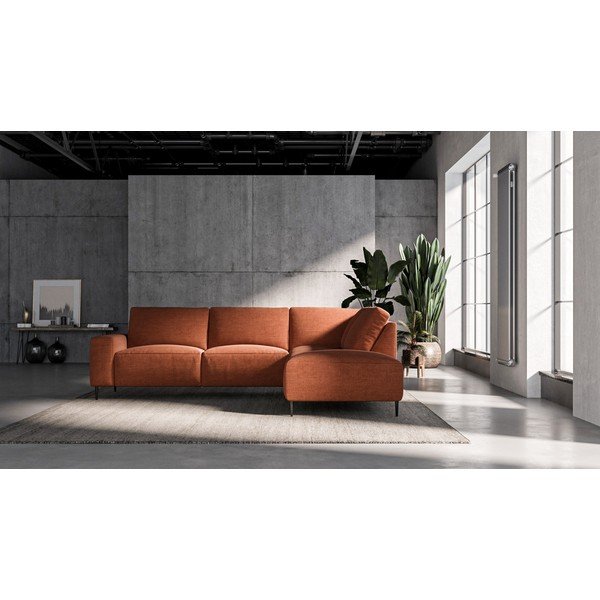 Temno oranžna kotna sedežna garnitura Ghado Tendo, desni kot-image-1