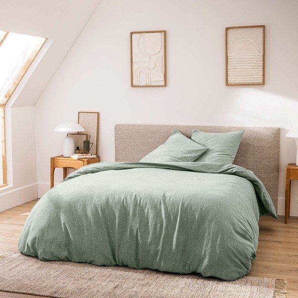 Zelena 3-delna bombažna posteljnina za zakonsko posteljo/podaljšana 240x220 cm Meline – douceur d'intérieur