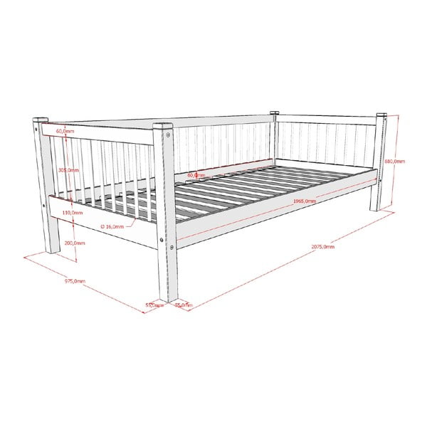Bela otroška postelja iz masivne bukve 90x200 cm Forrest – Vipack-image-2
