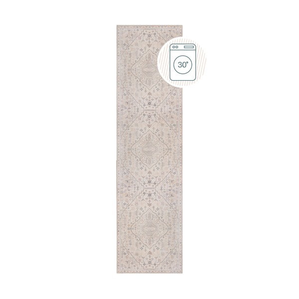 Kremno bel pralen tekač 60x230 cm Teo Traditional – Flair Rugs