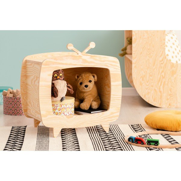 Otroška knjižna omara iz borovega lesa v naravni barvi 90x60 cm - Adeko-image-1