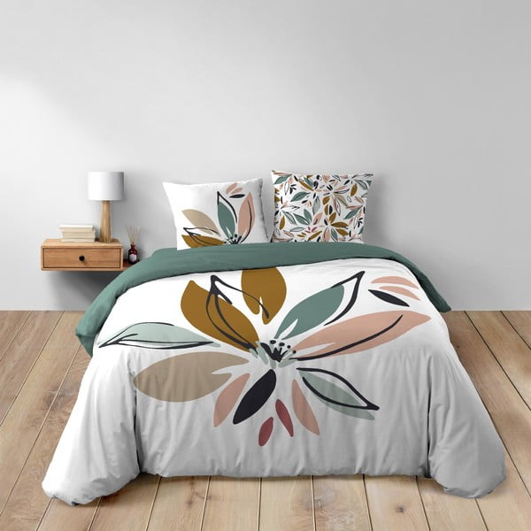 Bela podaljšana bombažna posteljnina za zakonsko posteljo 240x220 cm Octavia – douceur d'intérieur