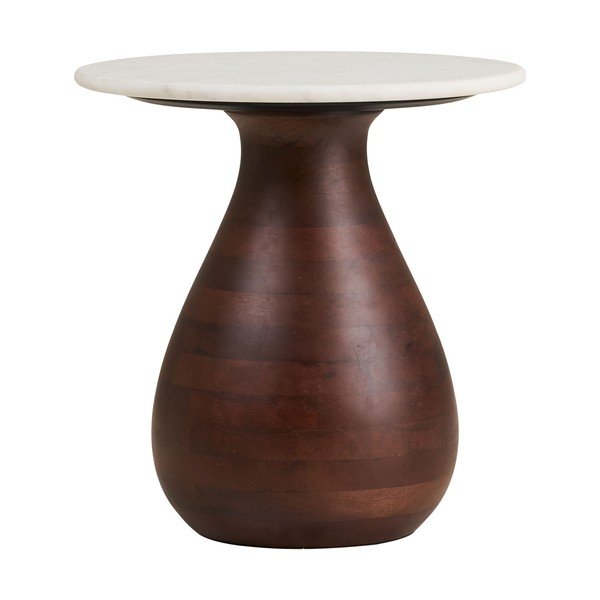 Okrogla stranska mizica z marmorno mizno ploščo ø 40 cm Heide – House Nordic