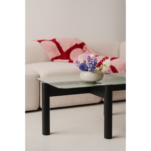 Črna klubska mizica s stekleno mizno ploščo 55x105 cm Kob – noo.ma-image-3