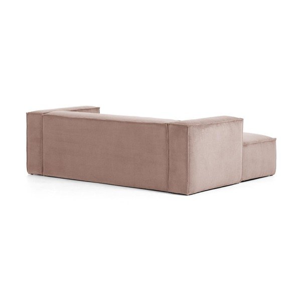 Svetlo roza kotni žametni kavč (levi kot) Blok - Kave Home-image-3