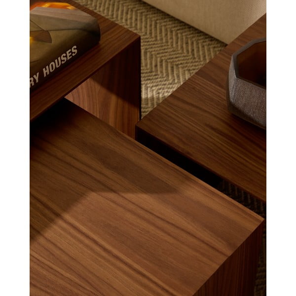 Stranske mizice v orehovem dekorju v kompletu 3 ks 40x60 cm Litto – Kave Home-image-3