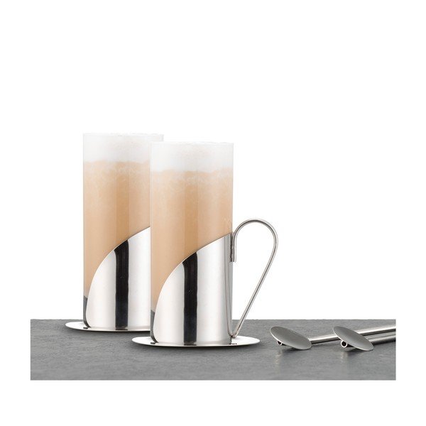 Komplet 2 kozarcev za latte in žlic Le'Xpress-image-1