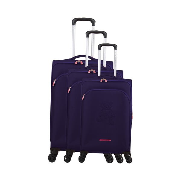Komplet 3 vijoličnih kovčkov na 4 kolesih Lulucastagnette Emilia