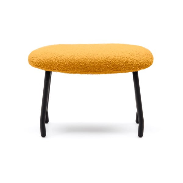 Gorčično rumen tabure iz tkanine bouclé Belina – Kave Home-image-2