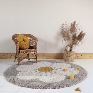Otroška preproga v svetlo sivi in kremno beli barvi ø 120 cm Bohemian Daisy - Nattiot