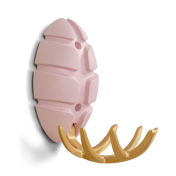 Svetlo rožnat/v zlati barvi plastičen stenski obešalnik Bug – Spinder Design-image-2