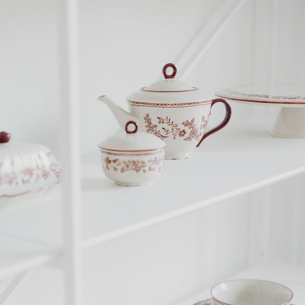 Bordo rdeč/slonokoščen porcelanast čajnik 920 ml Cyril – S|P Collection-image-1