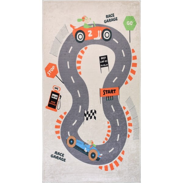Kremno bela pralna otroška igralna preproga 80x120 cm Race Garage – Vitaus