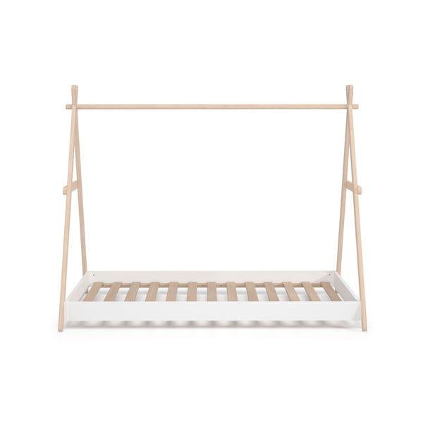 Bela/naravna otroška postelja iz masivnega bora v obliki hiške 90x200 cm Trufa – Marckeric-image-2