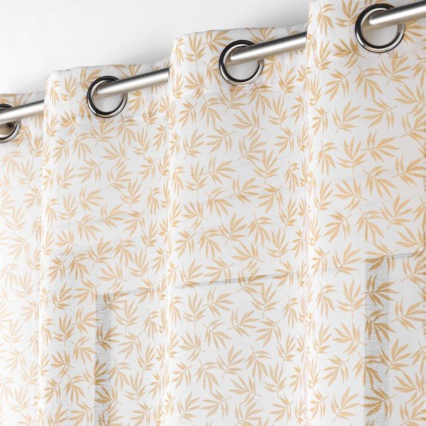 Rumeno-bela prosojna zavesa iz tančice 140x240 cm Maddy – douceur d'intérieur-image-1