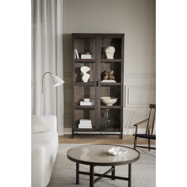 Rjava vitrina iz masivnega hrasta 95x195 cm Everett – Rowico-image-3