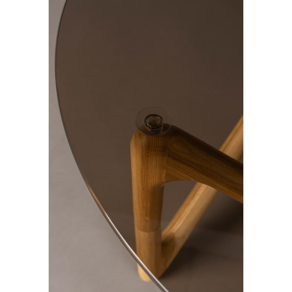 Okrogla mizica s stekleno mizno ploščo v naravni barvi ø 80 cm Naia – Dutchbone-image-2