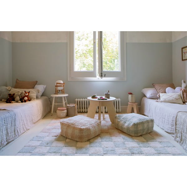 Svetlo modra/kremno bela pralna ročno tkana bombažna preproga 120x160 cm Kitchen Tiles Blue Sage – Lorena Canals-image-3