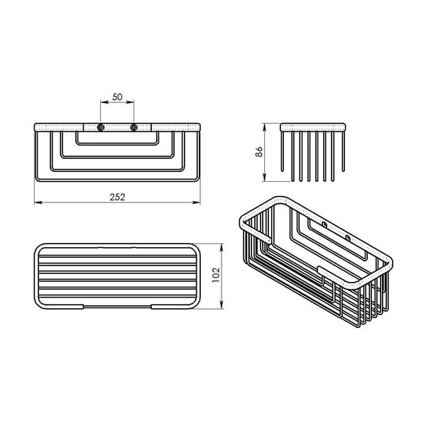 Stenska kopalniška polica iz nerjavečega jekla v srebrni barvi Gedy Smart – Sapho-image-1