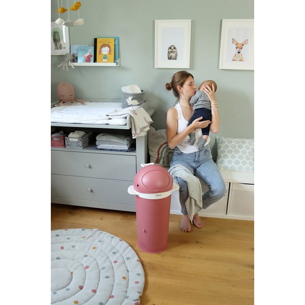 Temno rožnat plastičen koš za plenice 25 l Whale – Kindsgut-image-3