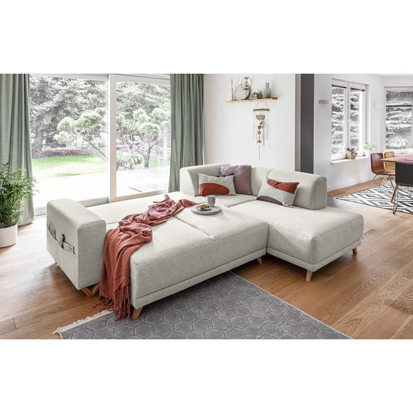 Bež raztegljiva/s prostorom za shranjevanje kotna sedežna garnitura (desni kot/v obliki črke L) Classy Sophie – Miuform-image-4