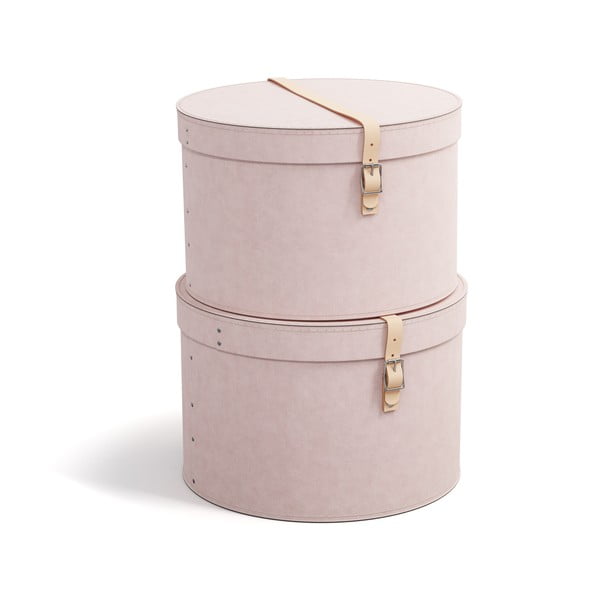 Svetlo rožnate kartonaste škatle za shranjevanje v kompletu 2 ks s pokrovom ø 37,5x25 cm Rut Restore Paper Laminate – Bigso