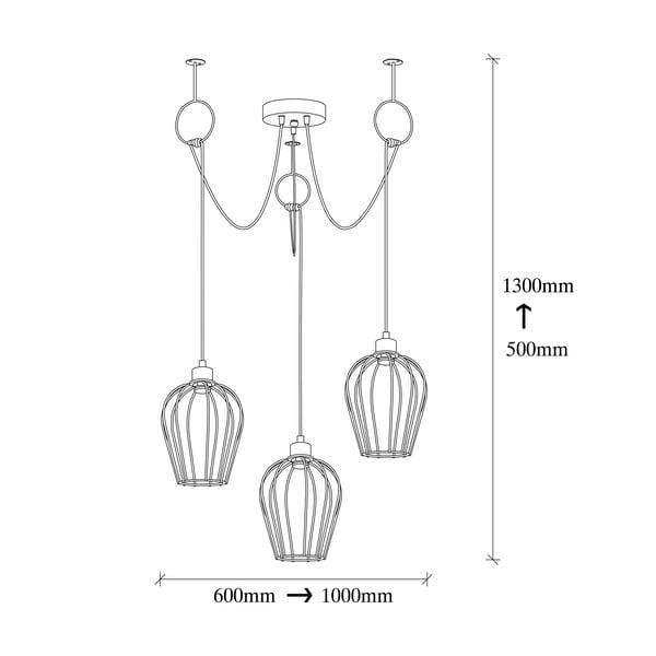 Črna viseča svetilka s 3 žarnicami Opviq lights Tel Chain-image-3
