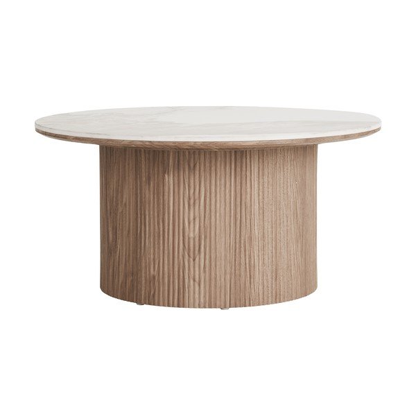 Bež/v naravni barvi okrogla klubska mizica z mizno ploščo v marmornem dekorju ø 80 cm Athens – House Nordic-image-4